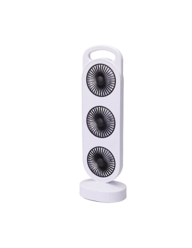 Ventilateur de bureau rechargeable BASICS - 3 vitesses - Blanc/Noir - 36,5 x 12 x 8,3 cm