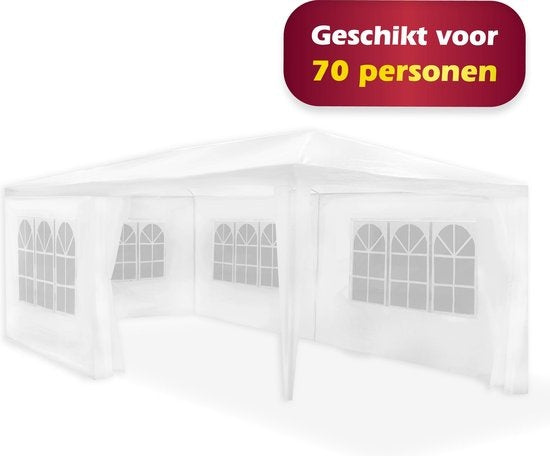 Lifetime Tente de jardin - 6 parois latérales - avec fenêtres - 3 x 6 m - blanc