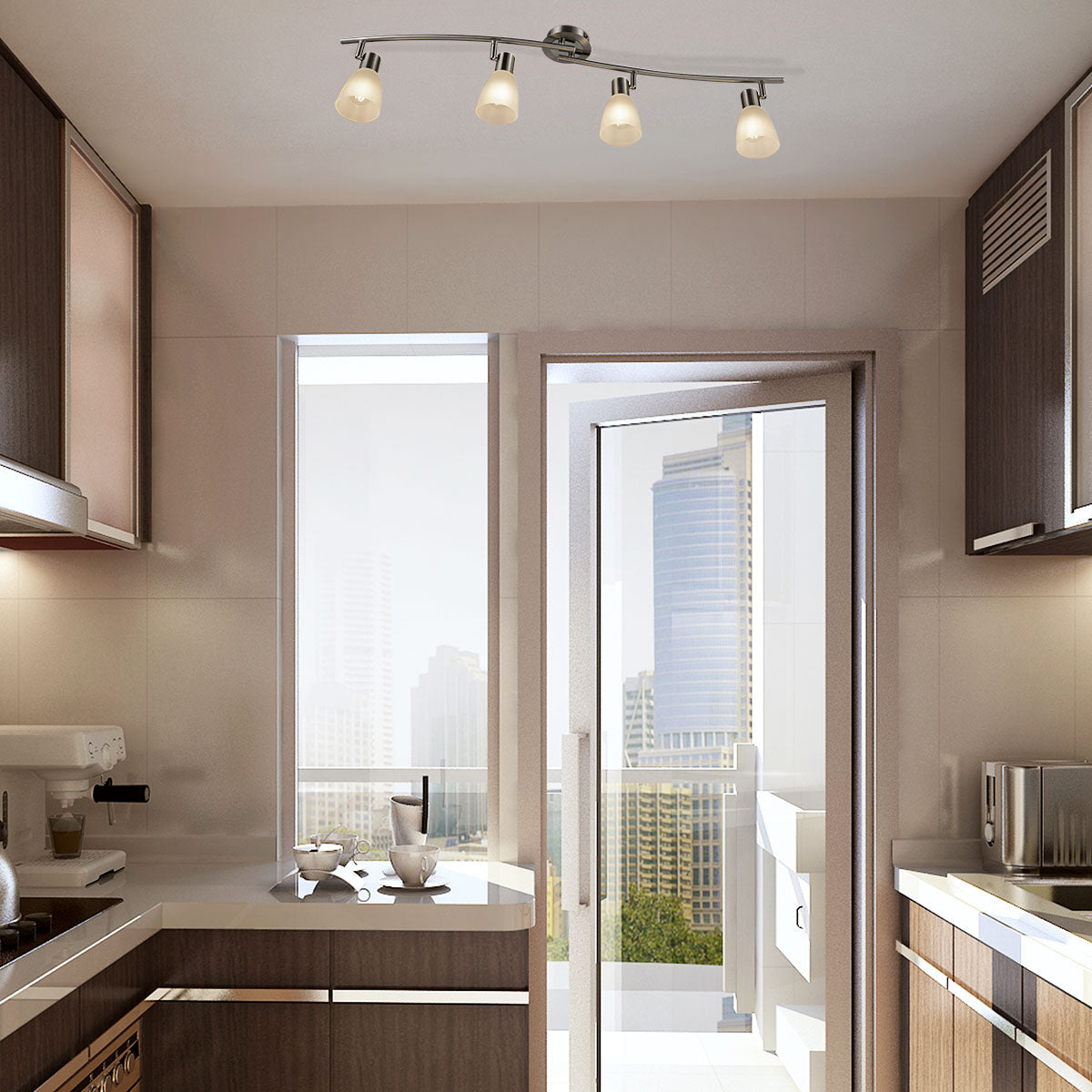 Plafonnier LED rotatif à 4 lumières spot orientable pour plafond 9w argenté