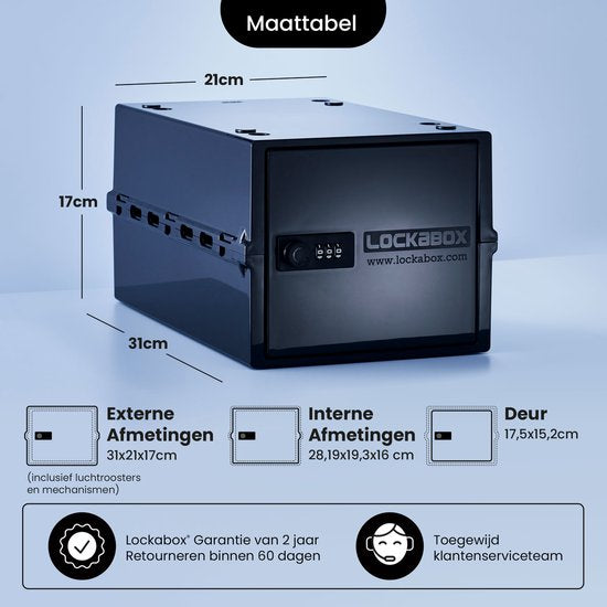 Lockabox One™ Boîte de rangement avec serrure à chiffres - Armoire à pharmacie verrouillable - Coffre-fort en polycarbonate - Résistant au réfrigérateur et au congélateur - 10,5 litres - 31 x 21 x 17 cm.