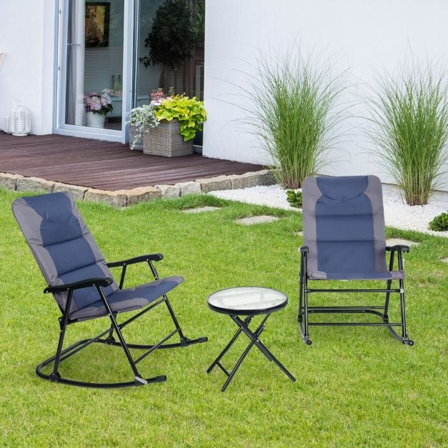 Coast 3-piece folding bistro set Outdoor Swenk chairs with table blue + grey
