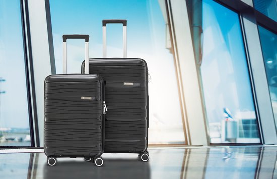 SKYCASES Travelin' Charm - 28-inch Large Travel Suitcase - Number Lock - 41x24x69 cm - 98L - Lightweight, Waterproof & Durable - Black