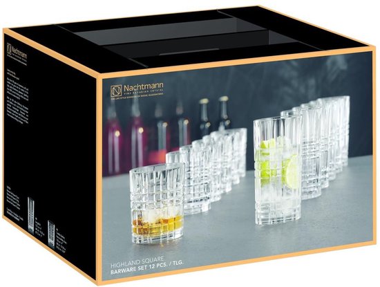 Nachtmann - Verres à whisky et à long drink Square - Lot de 12 - Whisky - Long drink