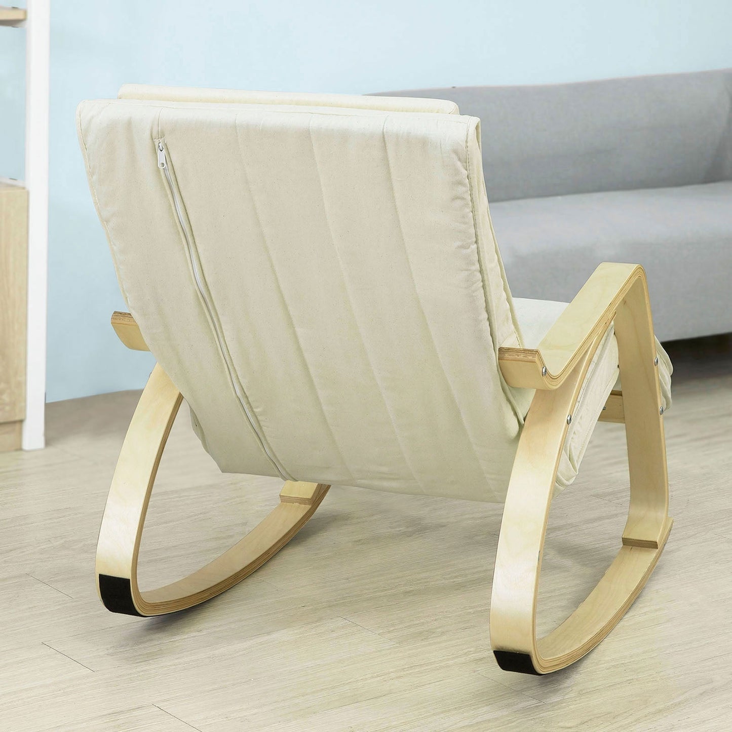 SoBuy Fauteuil à bascule avec repose-pieds réglable - Max. 120 kg - Blanc