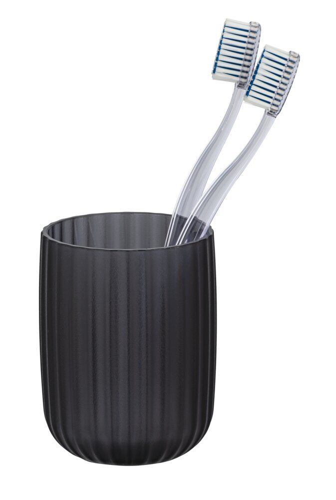 WENKO Agropoli Pot à brosses à dents Gris - Plastique - Sans BPA