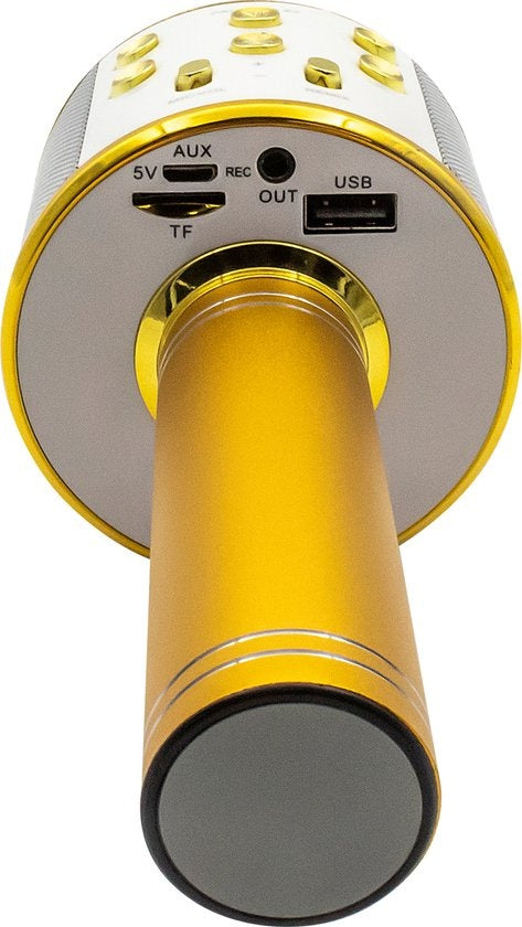 Denver Karaoke Microphone Bluetooth - Sans fil - Ensemble Karaoké - Haut-parleur intégré - AUX - MicroSD - KMS20 - Or
