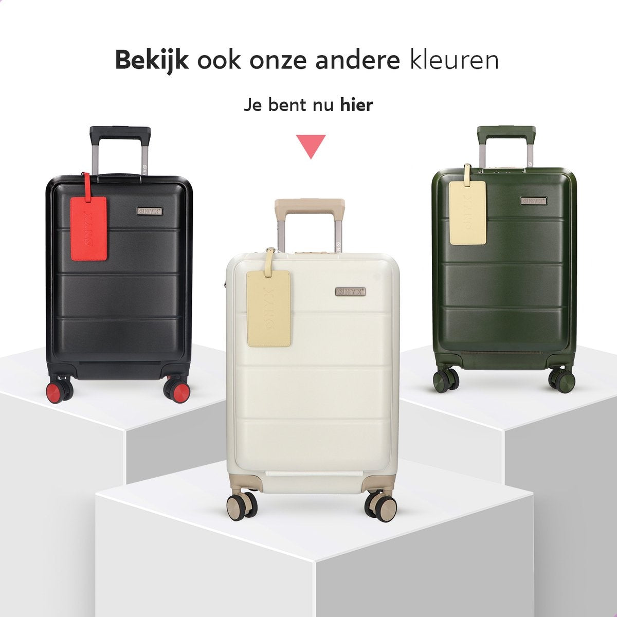 Valise, ONYX, Bagage à main 35 L, Léger, Double serrure TSA, Poche frontale, 37x22,5x55 cm, Beige