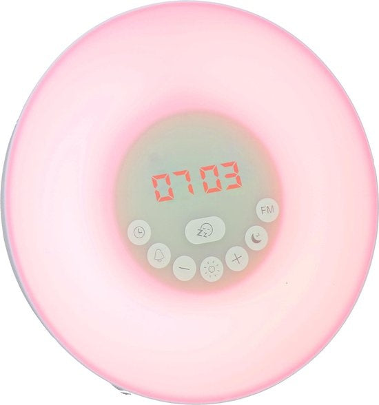 Grundig Wake Up Light - Veilleuse avec affichage de l'heure - Alarme lumineuse avec radio FM et sons naturels