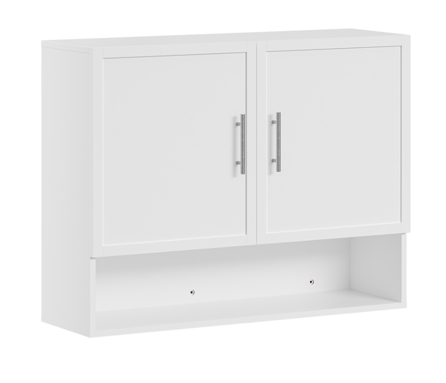 Armoire murale SoBuy 90 x 70 x 28,5 cm - Blanche - 2 portes - Étagère réglable