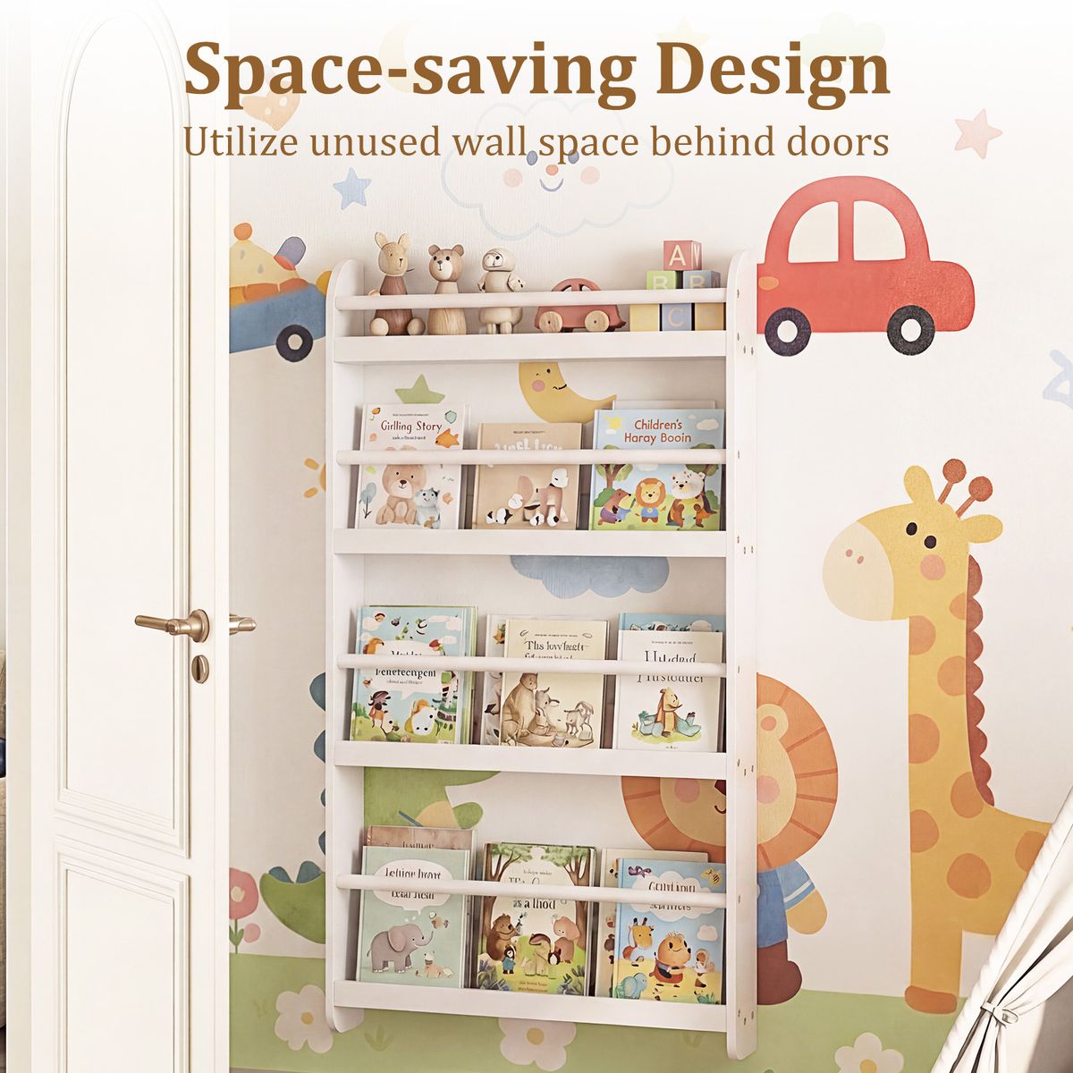 Étagère murale Coast pour livres d'enfants - peu encombrante, avec 4 étagères - blanche