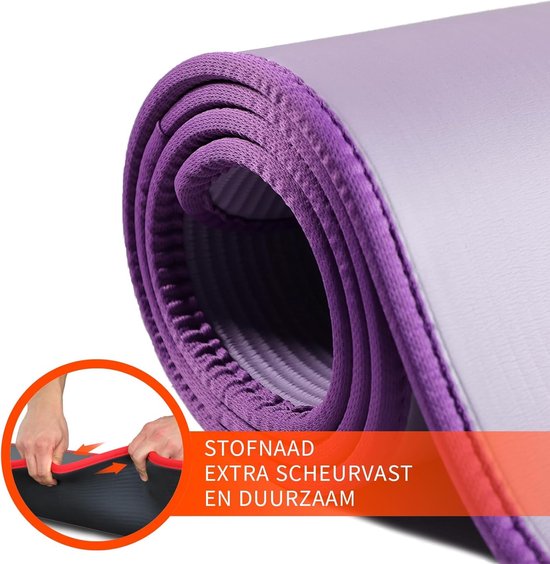 DH FitLife Tapis d'entraînement, tapis de fitness, tapis de sport, 183 x 61 x 1 cm, extra résistant à la déchirure, tapis de yoga, antidérapant et épais, tapis d'entraînement (violet)