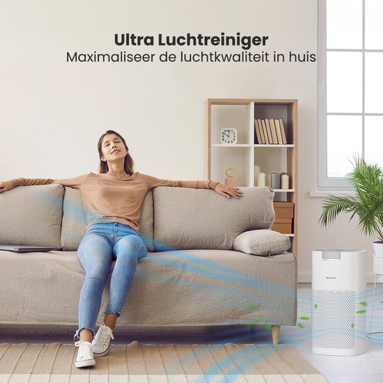 Auronic Air Purifier Ultra - Avec filtre HEPA 13 - 450 m³/h - 90 m² - Filtre à charbon - 3 étapes - Purificateur d'air - Blanc