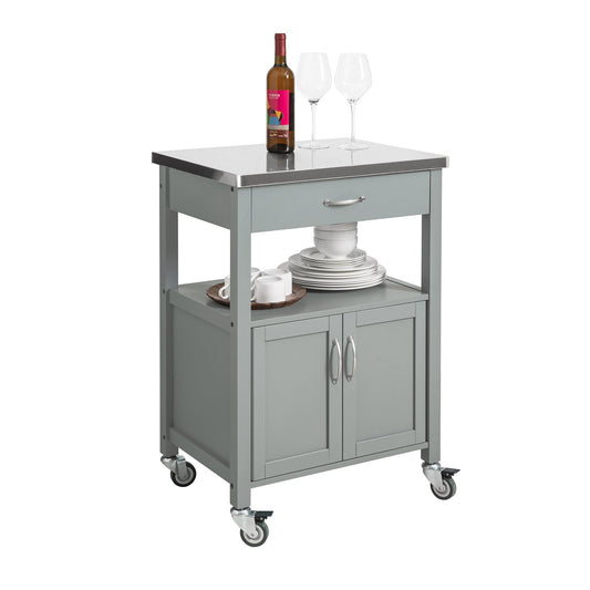 SoBuy Chariot de cuisine avec 1 tiroir et 2 portes - Max. 30KG - 60 x 44 x 92 cm - Gris