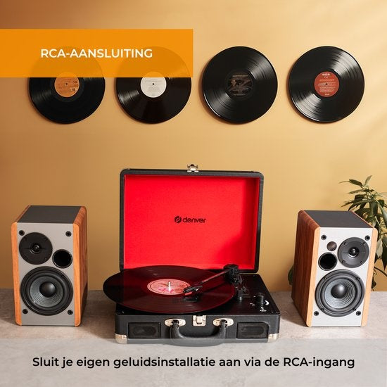 Denver Record Player - Haut-parleurs intégrés - Logiciel PC inclus - Auto-stop - Retro - VPL120 - Noir