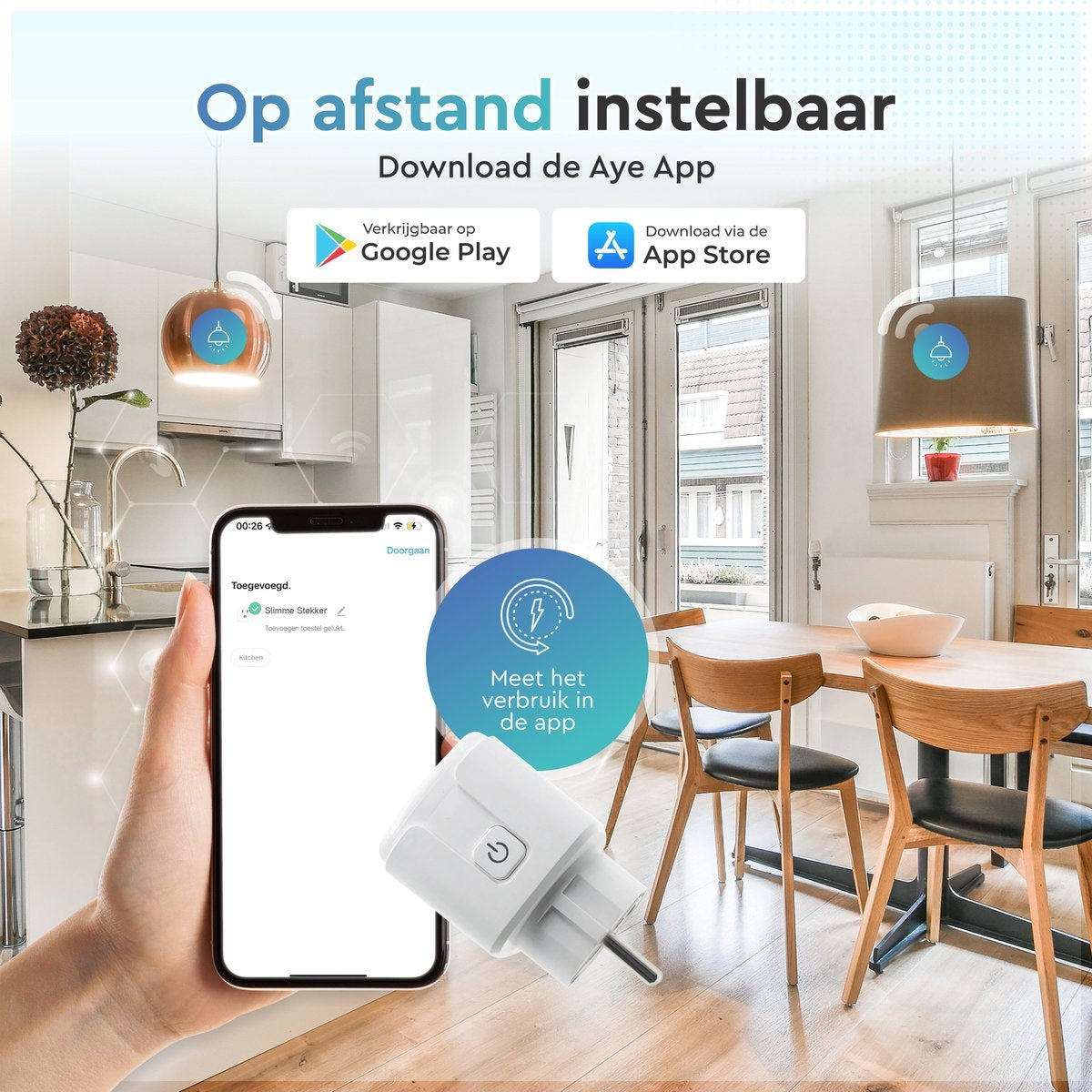 AyeWay Smart Plug avec compteur d'énergie - Smart Plug - Prise WiFi - Fonctionne avec Google Home & Alexa - iOS & Android - 1 pièce