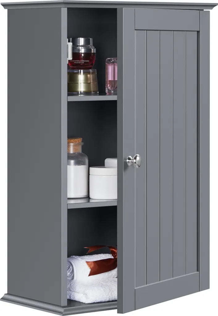 Armoire de salle de bains Yaheetech 35 x 21 x 55 cm - Gris foncé - Armoire murale avec 3 compartiments de rangement