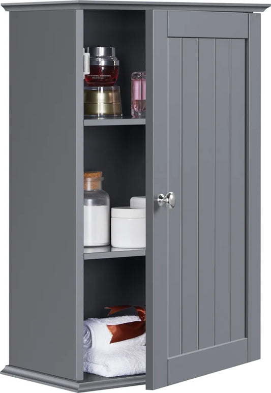 Armoire de salle de bains Yaheetech 35 x 21 x 55 cm - Gris foncé - Armoire murale avec 3 compartiments de rangement