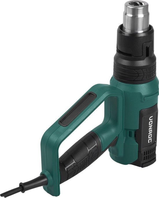 VONROC PRO Pistolet à air chaud - 2000W - Ecran LCD - 650°C - 500L/min - Accessoires inclus