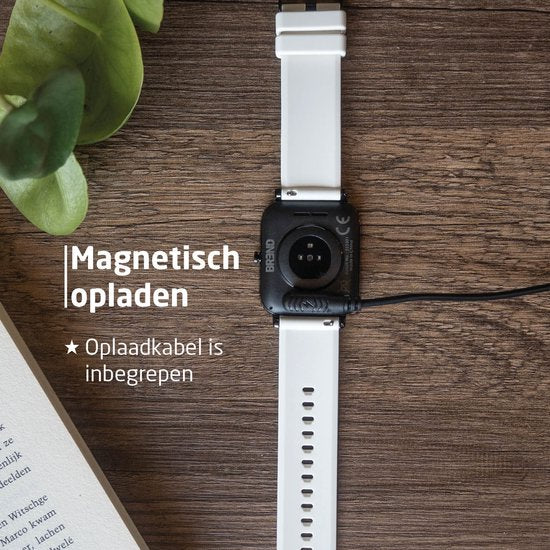 BREND Smartwatch pour femmes et hommes - podomètre, tensiomètre et cardiofréquencemètre - montre de sport - étanche - blanc