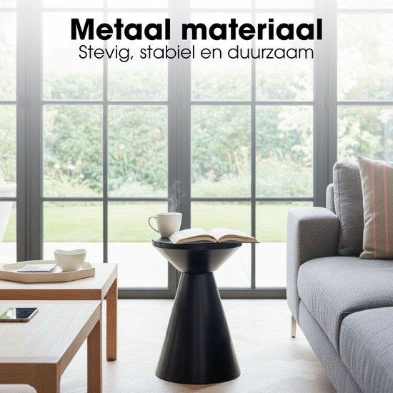 Mica Decorations Jim Table d'appoint - Table d'appoint ronde H45 x Ø31 cm - Petite table en fer pour le salon ou la chambre - Table d'appoint pour plantes - Table de chevet de style industriel - Noir