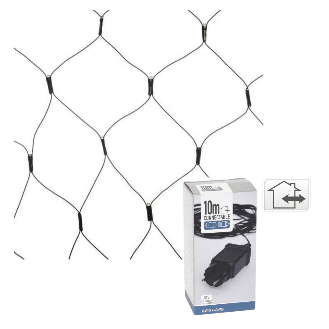 Nampook Eclairage secteur - Raccordable - 160 LED - 2 mètres - Blanc chaud + adaptateur INCL. avec cordon de 10 mètres de longueur