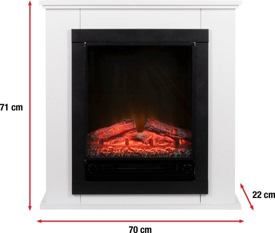 Classic Fire Cheminée d'ambiance électrique Lugano - Cheminée avec foyer - Flammes LED - 1800W - Blanc