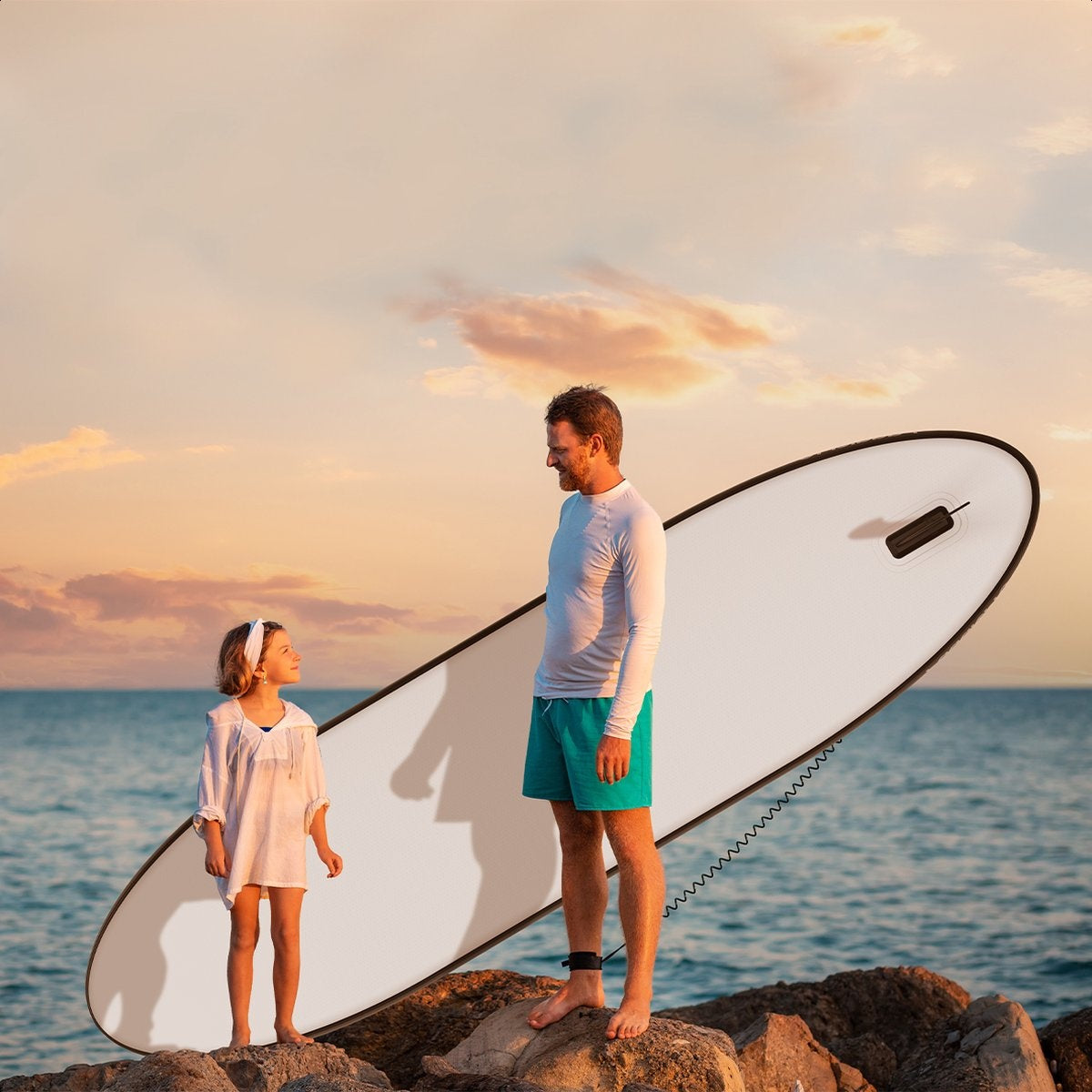 LifeGoods SUP Board - Deluxe Set - avec siège - Planche à pagaie gonflable - Max. 135KG - 320x81cm - Blanc