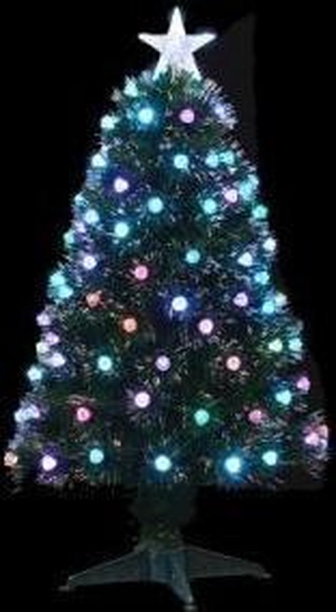Luca Lighting Genova Arbre de Noël en fibre optique - vert multicolore, 95 LED, H 90 × Ø 40 cm, quick-flash