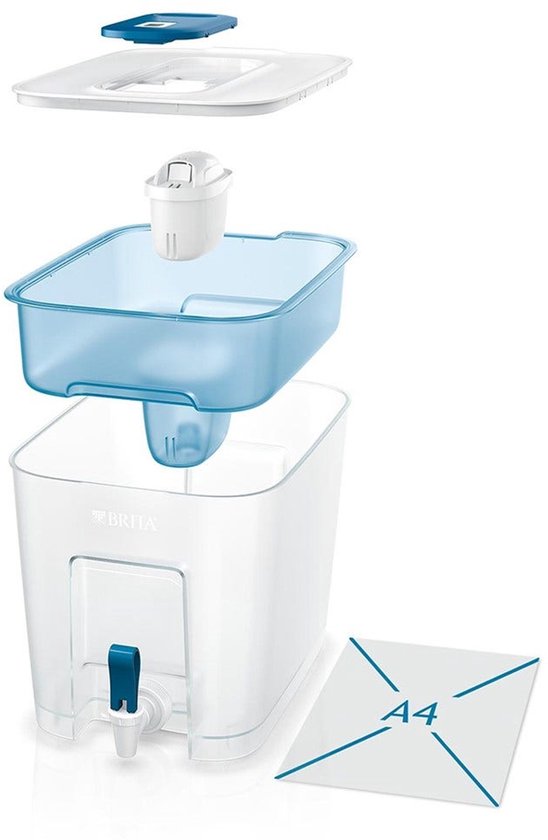 BRITA - Carafe filtrante - Flow Cool - Filtre à eau - Distributeur d'eau - 8,2 L - Bleu - avec 1 cartouche filtrante MAXTRA PRO ALL-IN-1
