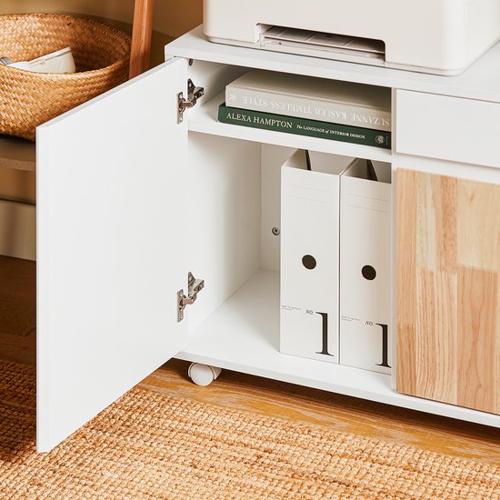 SoBuy ASK04-WN Table d'impression - Meuble pour imprimante en bois composite blanc