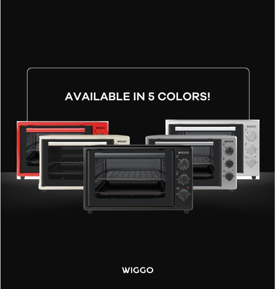 Wiggo WMO-E353(B) - Mini-four autonome - Électrique - 50 cm - 35 litres - 1 800 W - Garantie 5 ans - Noir