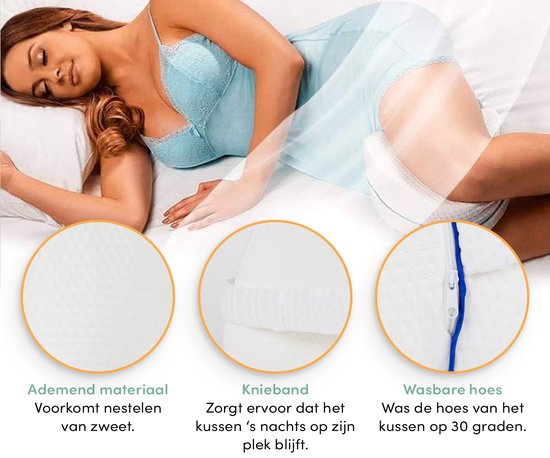 Loti Coussin de genoux pour le lit - Coussin orthopédique de genoux avec sangle - Coussin ergonomique pour les jambes - Correction de la posture - Oreiller pour le sommeil latéral - Mousse à mémoire de forme - Dormeur latéral - Oreiller pour les jambes -