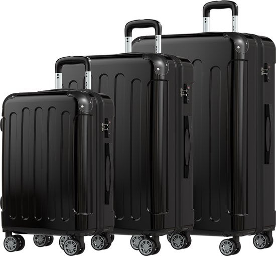 TRVLMORE Set de valises - 3 pièces - 45L bagage à main + 75L et 115L bagage spacieux - TSA Lock - Léger - Set de valises de voyage - Noir