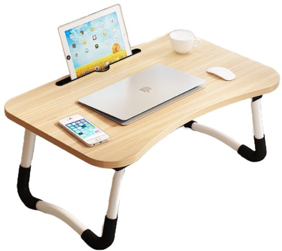 Table pour ordinateur portable - Table de chevet - Support pour ordinateur portable - Petite table de petit-déjeuner - Pliable - 60 x 40 cm