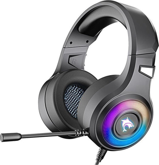 J-ANKKA - Casque supra-auriculaire - F2 RGB - Casque de jeu avec micro - Noir