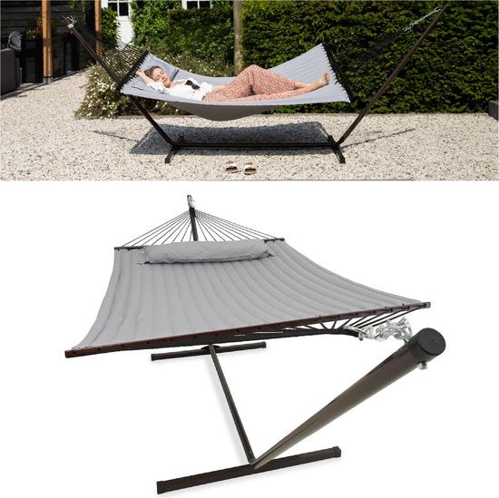 Hamac de jardin - Vita5 - Toile de hamac + socle - Résistant aux UV - Gris