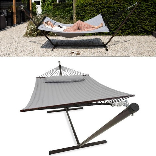Hamac de jardin - Vita5 - Toile de hamac + socle - Résistant aux UV - Gris