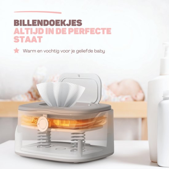 Vulpes Goods® BabyCare - Chauffe-serviettes PRO - Chauffe-serviettes humides - Boîte à serviettes - 3 niveaux de chaleur et chauffage rapide - Fonction veilleuse - Sécurité enfants - Blanc