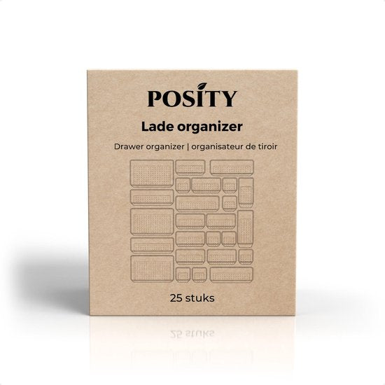 Posity Organisateur de tiroirs - 25 pièces - Plateaux d'organisation - Plateaux de tiroirs - Plateaux de stockage - Organisateur de maquillage - Pour la cuisine, la salle de bain et le bureau - Plastique - Transparent