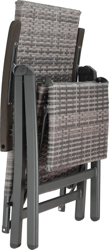 Chaise de jardin pliante en osier avec structure en aluminium et repose-pieds - gris