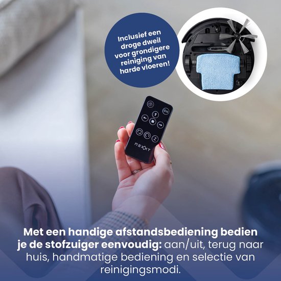 Aspirateur Robot 3 en 1 - Nexxt - incl. Station de recharge - Adaptateur et brosse inclus - 17W