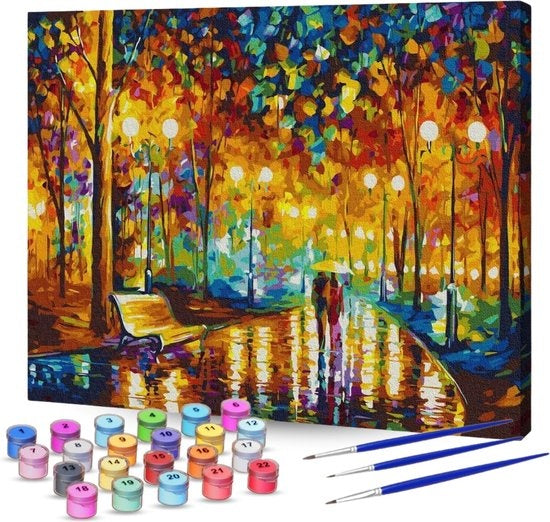 Rubye® Peinture par Numéros pour Adultes – Parc Romantique – Inclus Peinture et Pinceaux – Toile de Peinture sur Toile – Coloriage par Numéro – 40x50cm