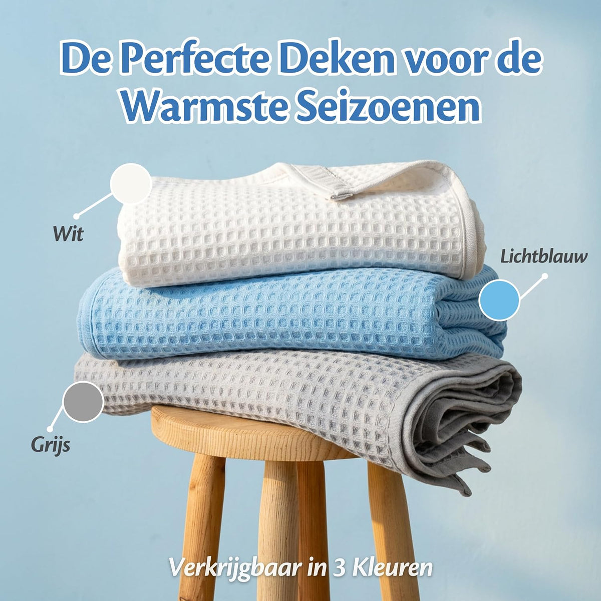 Couverture rafraîchissante ELLA en Tencel – 135 x 200 cm – Couverture d'été respirante – OEKO-TEX – Bleu ciel