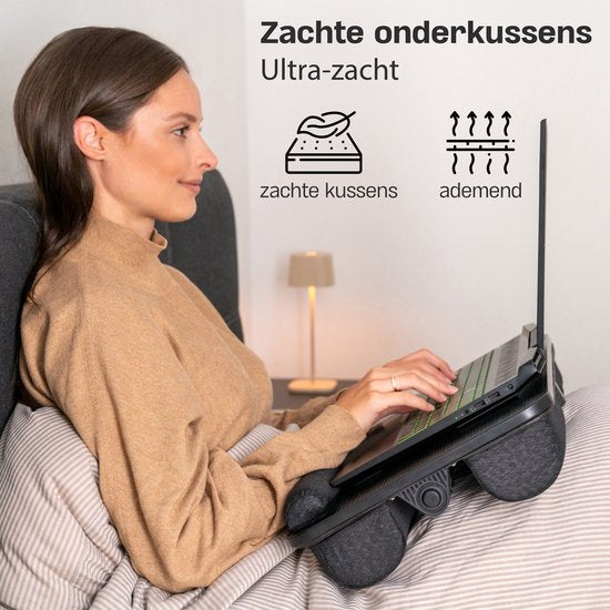 CozySense® Table réglable pour ordinateur portable - Table de lit - Table de banc - Coussin pour ordinateur portable - Lap Pad & Laptop Tray - Table pour ordinateur portable - Pieds réglables
