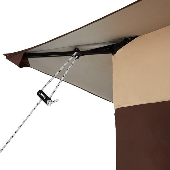 Pavillon pliable Carabobo, Tectake®, Pavillon de jardin, 364x364x294cm, Marron