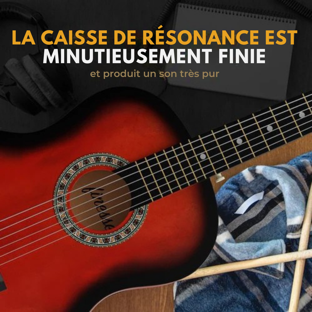 Guitare acoustique – Finesse – set débutant – Guitare classique, enfants et adultes – cordes en Nylon