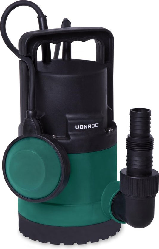 VONROC Pompe submersible/pompe à eau 300W - 6500l/h - Pour eau propre et peu sale - Avec flotteur