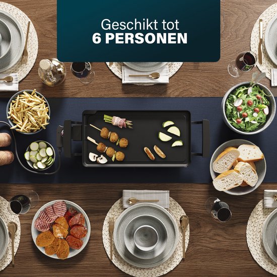 Plaque de cuisson Princess Table Chef 102209 - Gourmet - Plaque de grill - Grill de table - 43 x 23 cm - 6 personnes - Thermostat réglable - 1 800 watts - Teppanyaki - Pour l'intérieur et l'extérieur