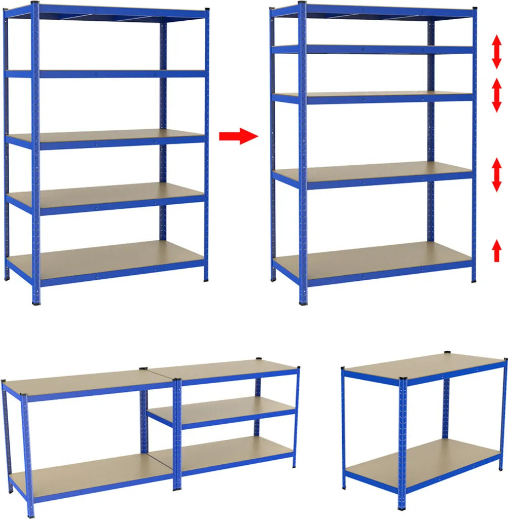Étagère de rangement Yaheetech Heavy Duty 120 x 60 x 180 cm - Bleu - Étagère métallique à 5 tablettes, capacité de charge de 875 kg