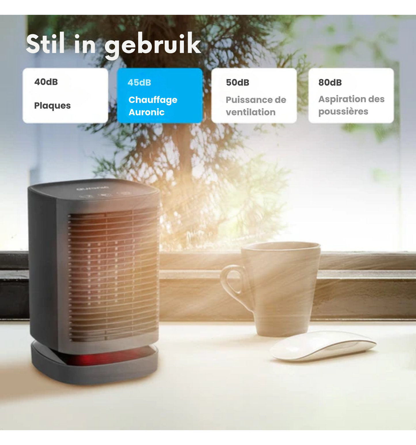 Chauffage à ventilation - Auronic - 3 niveaux - 950W - Indication LED - Rotatif - Noir